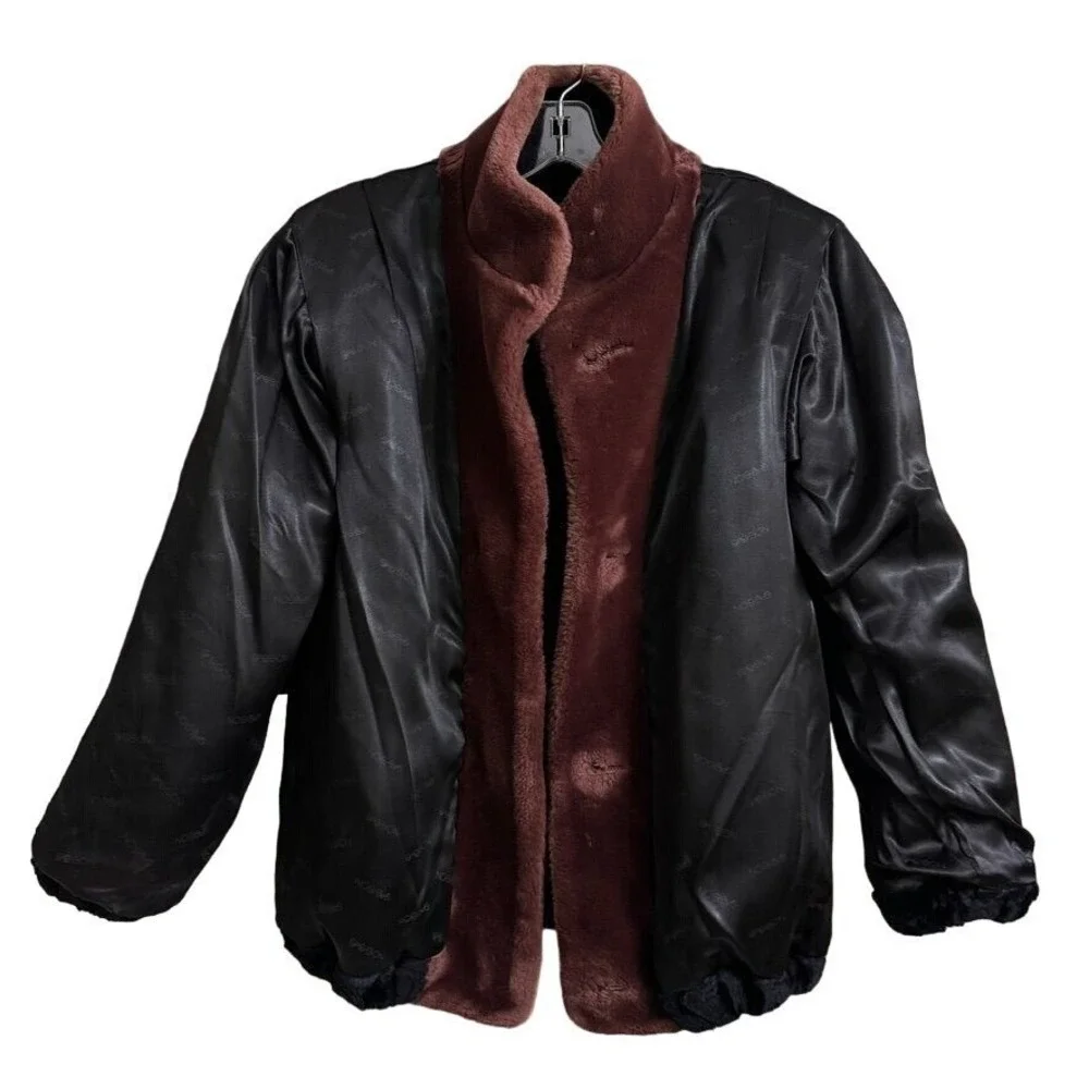 Vtg Sasson Glenoit Luxury Faux Fur Jacket Size 8 Black Made/USA ILGWU Retro 80s - Picture 10 of 15